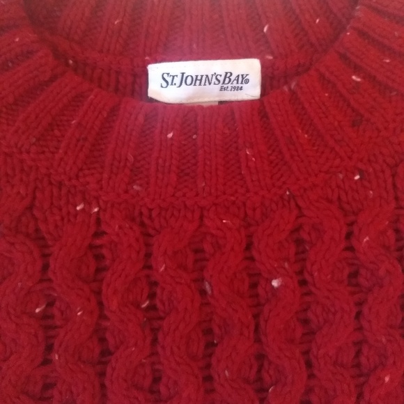 St. John's Bay Red Cable Knit Sweater - Picture 4 of 6
